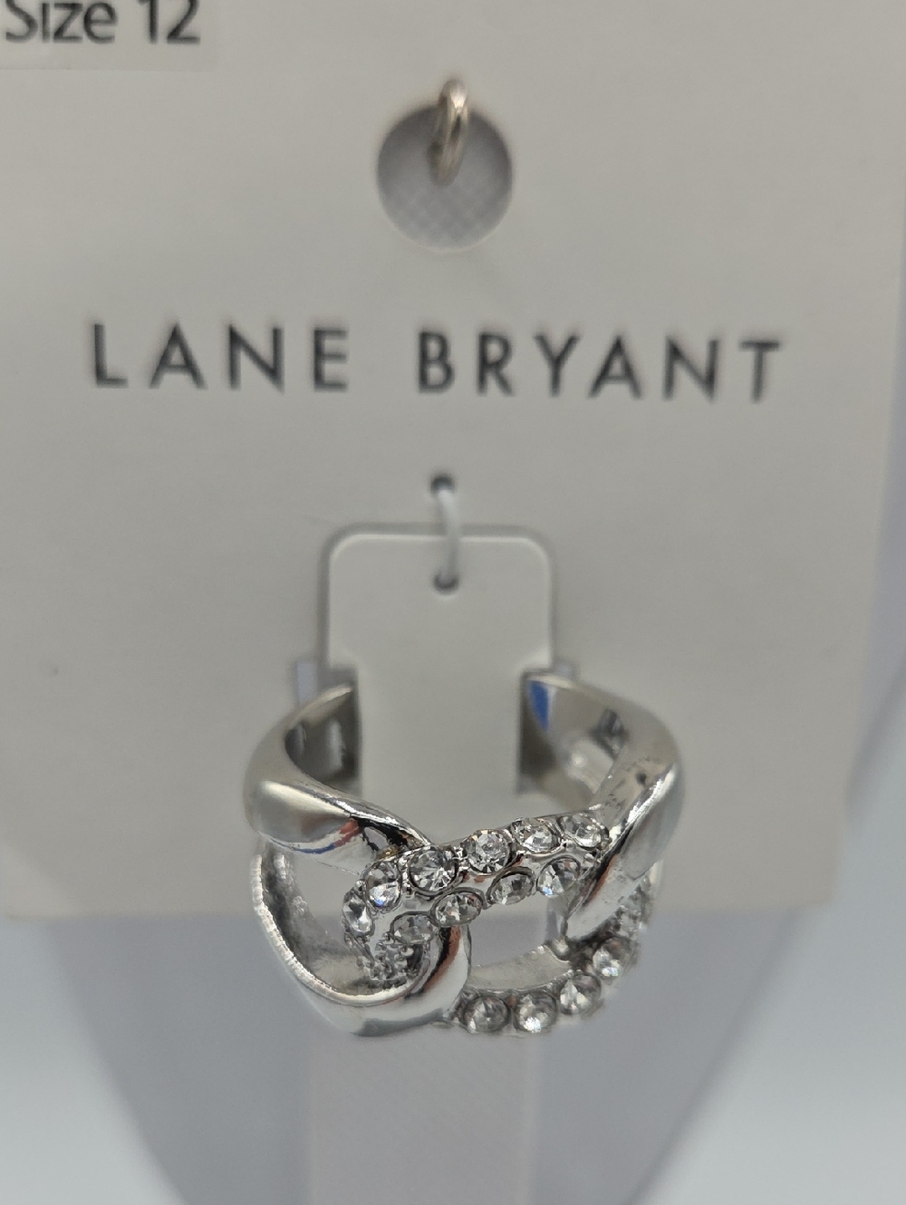 5 for $25! Lane Bryant Silver Crystal Chain-Link Ring Size 12